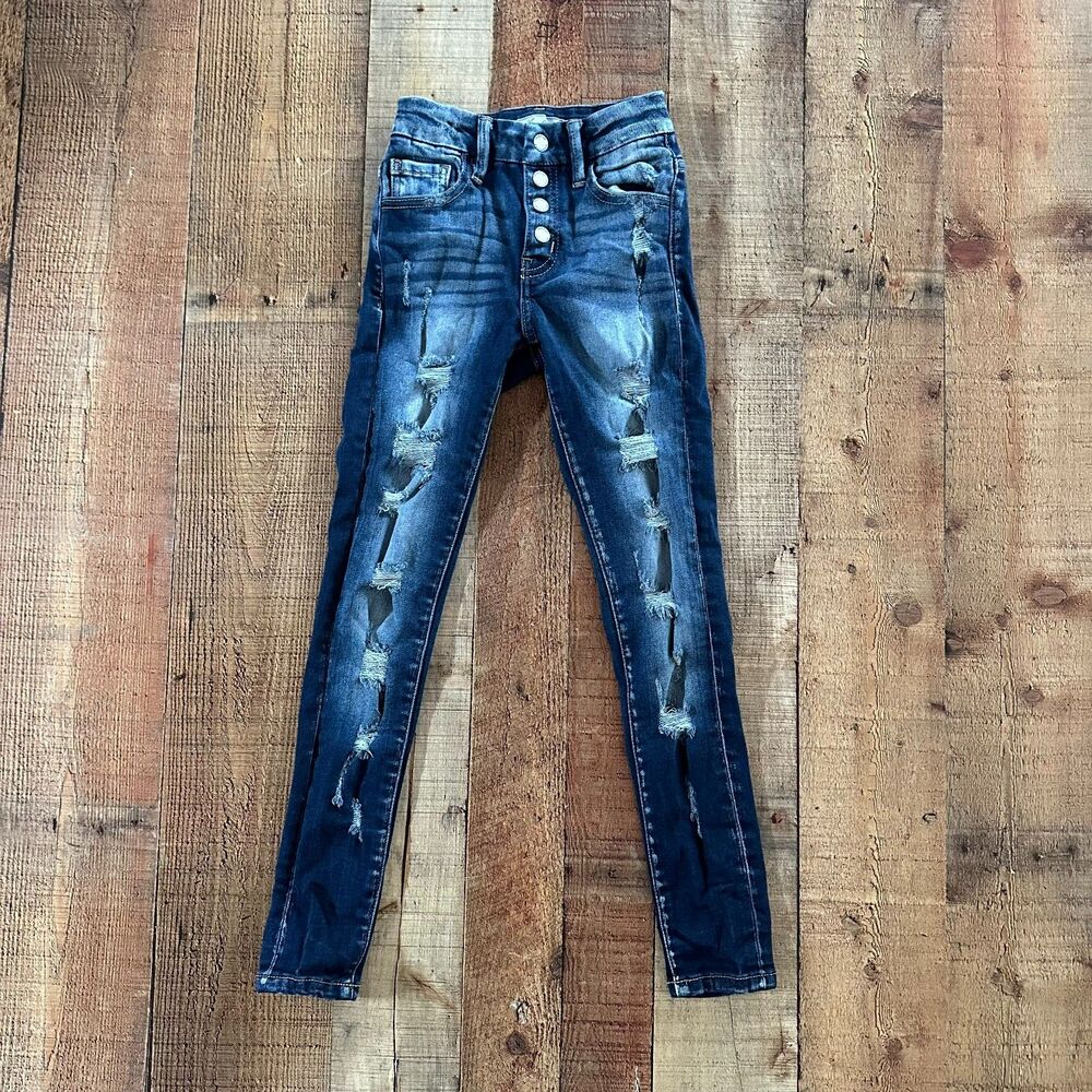 KanCan Signature High Rise Slim Fit Distressed Skinny Jeans – Girls Size 6
